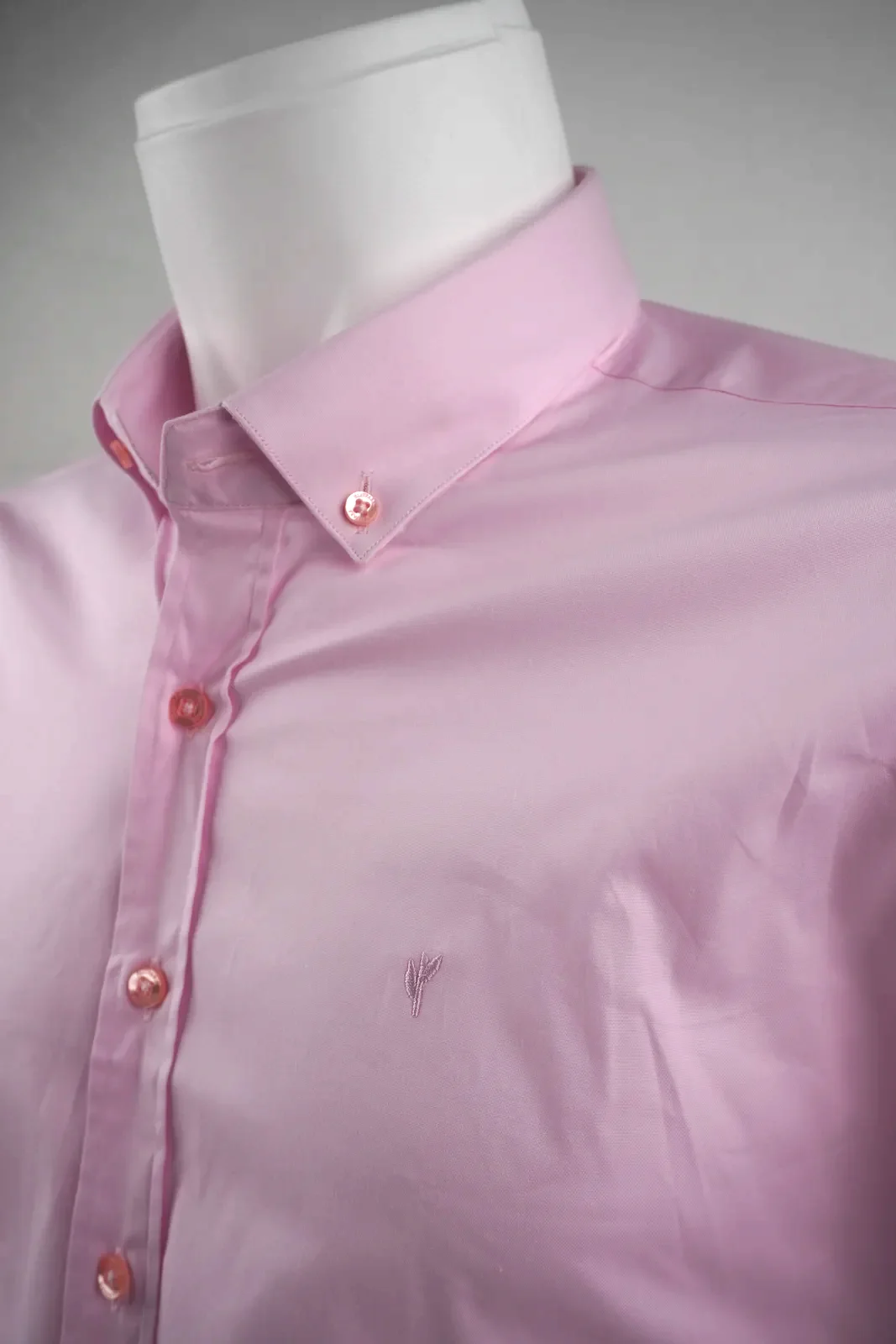 Açık Pembe Düz Renk %100 Pamuk Erkek Gömlek