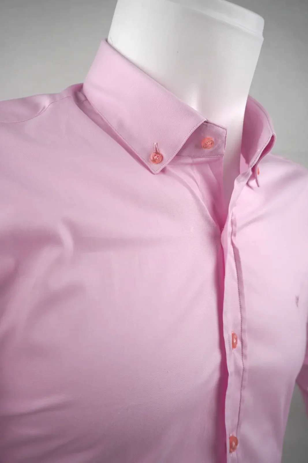Açık Pembe Düz Renk %100 Pamuk Erkek Gömlek